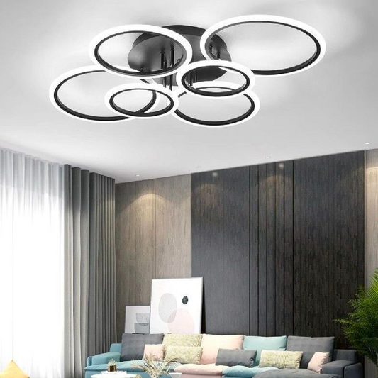 LED полилей с дистанционно управление, Бети, 6 кръга, 82W, студена/гореща/неутрална светлина, нестабилна, черна