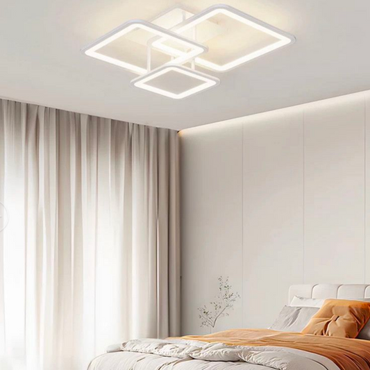 LED полилей с дистанционно управление, Zoe, 3 квадрата, 64W, студена/гореща/неутрална светлина, нестабилна, бяла