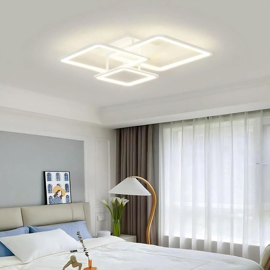 LED полилей с Zoe Remote Control, 64W, 3 квадрата, студ/гореща/неутрална светлина, нестабилен, бял