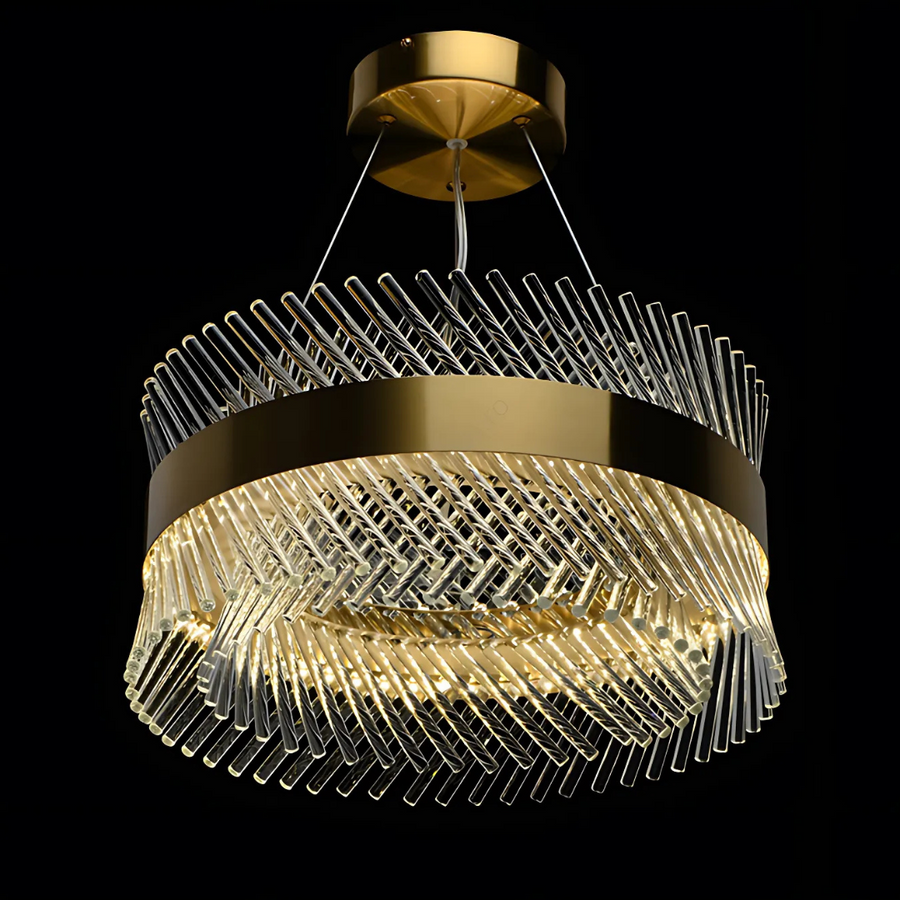 Кристален полилей Алхамбра Ноубъл, LED, 78W, диаметър 40 см, гореща/студена/неутрална светлина, нестабилна, регулируема височина, злато