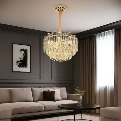 Кристален полилей Fontainebleau Eleganza, 9x E14, диаметър 45 cm, злато, регулируема височина