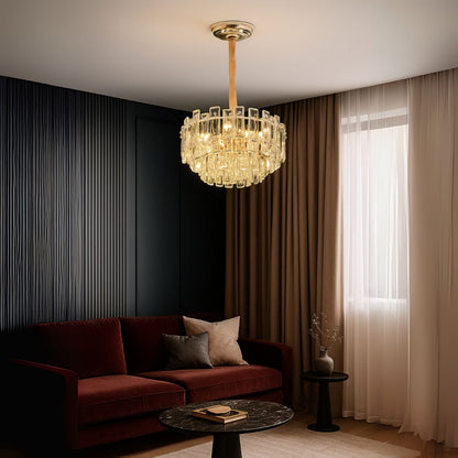 Кристален полилей Fontainebleau Eleganza, 9x E14, диаметър 45 cm, злато, регулируема височина