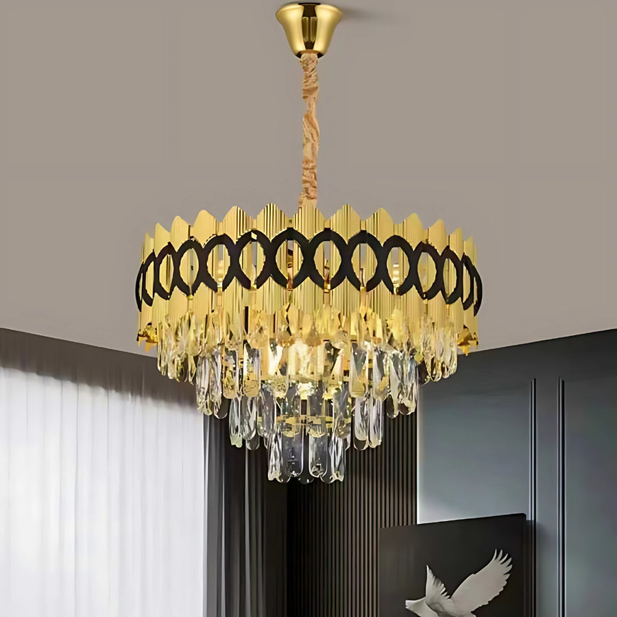 CHANDELIER CRYSTAL PIERREFONDS ELEGANZA 8X E14, 49 cm, злато, регулируема височина