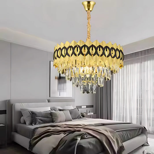 CHANDELIER CRYSTAL PIERREFONDS ELEGANZA 8X E14, 49 cm, злато, регулируема височина