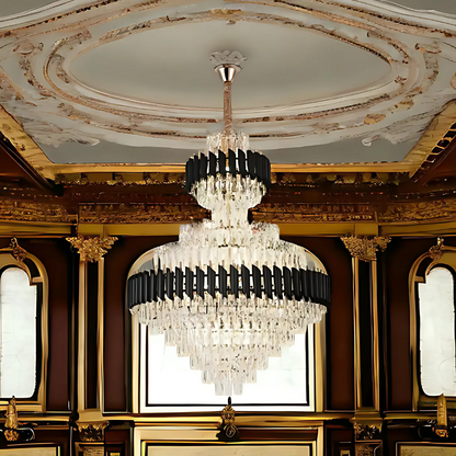 Crystal Chandelier Versailles Supremo Real E14, 80см х 110 см, лъскаво и черно злато, регулируема височина