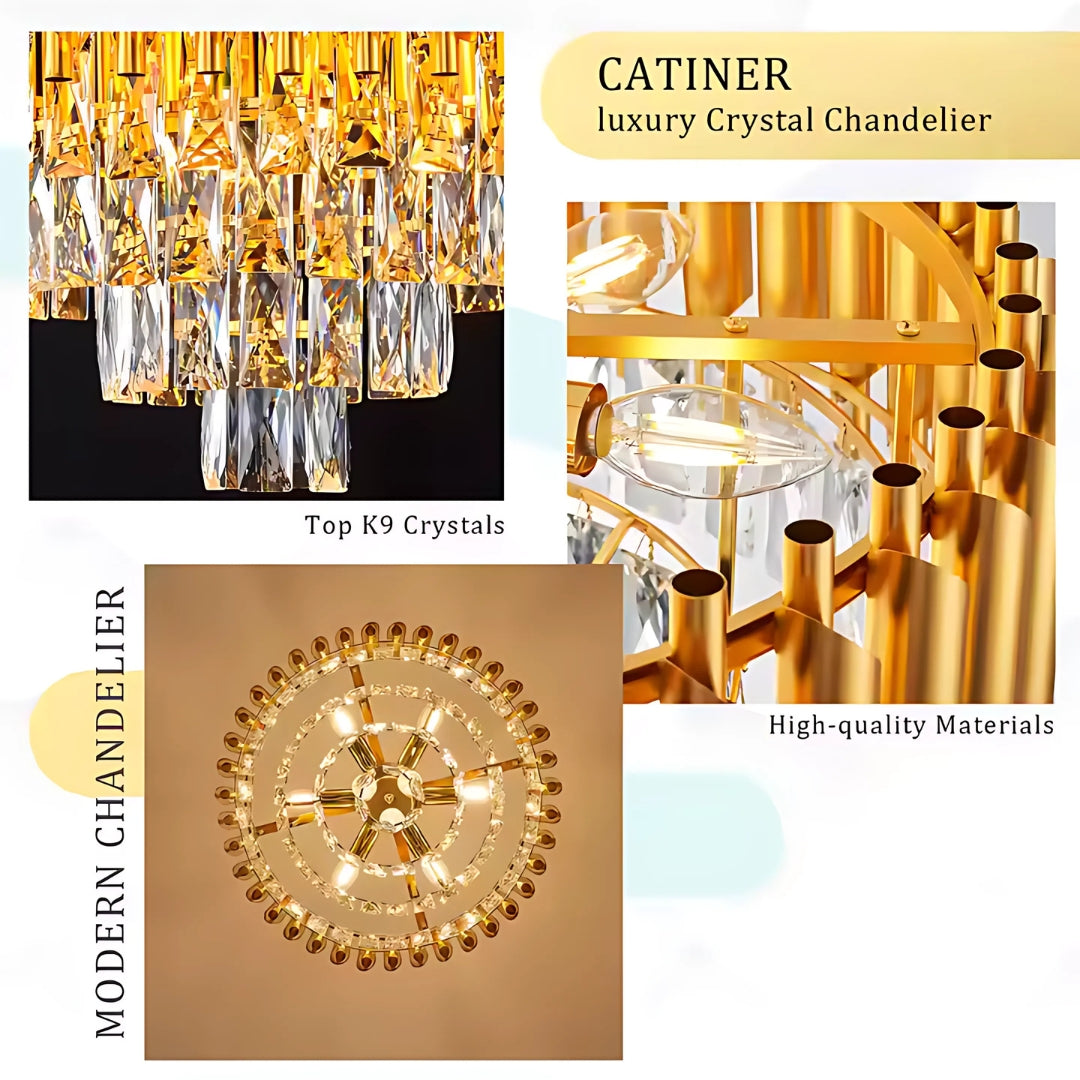 Crystal Chandelier Versailles Eleganza 8x E14, диаметър 49 cm, злато, регулируема височина