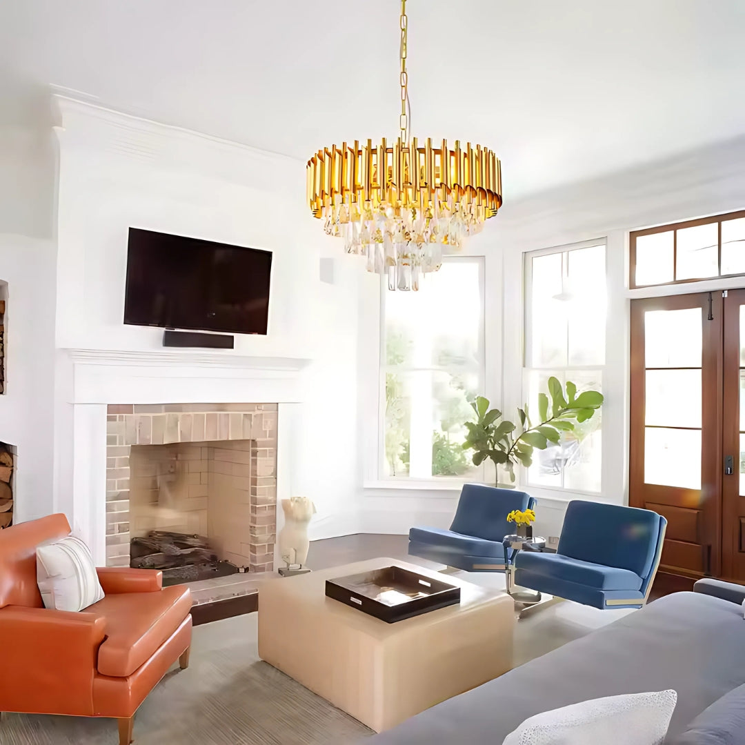 Crystal Chandelier Versailles Eleganza 8x E14, диаметър 49 cm, злато, регулируема височина