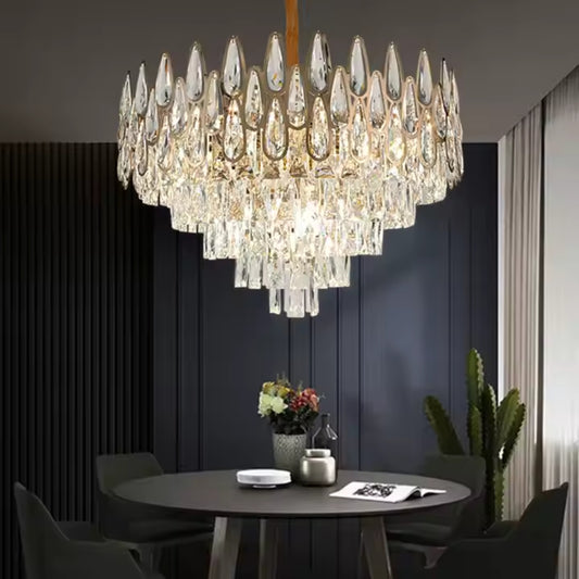 Crystal Chandelier Alhambra Eleganza 8x E14, диаметър 49 cm, лъскаво злато, регулируема височина