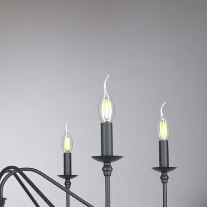 Candelabru Cristal Oliveto 6xE14, Diametru 63cm, Negru, Inaltime Reglabila