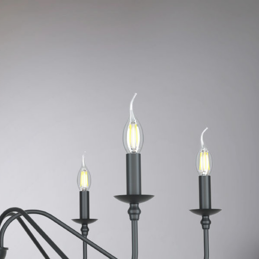 Candelabru Cristal Oliveto 6xE14, Diametru 63cm, Negru, Inaltime Reglabila