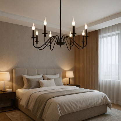Кристален полилей Oliveto 8xe14, диаметър 92 см, черен, регулируема височина