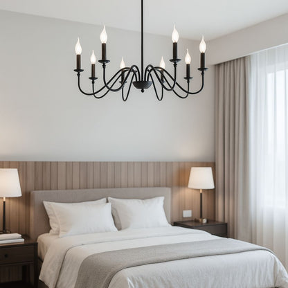 Кристален полилей Oliveto 8xe14, диаметър 92 см, черен, регулируема височина