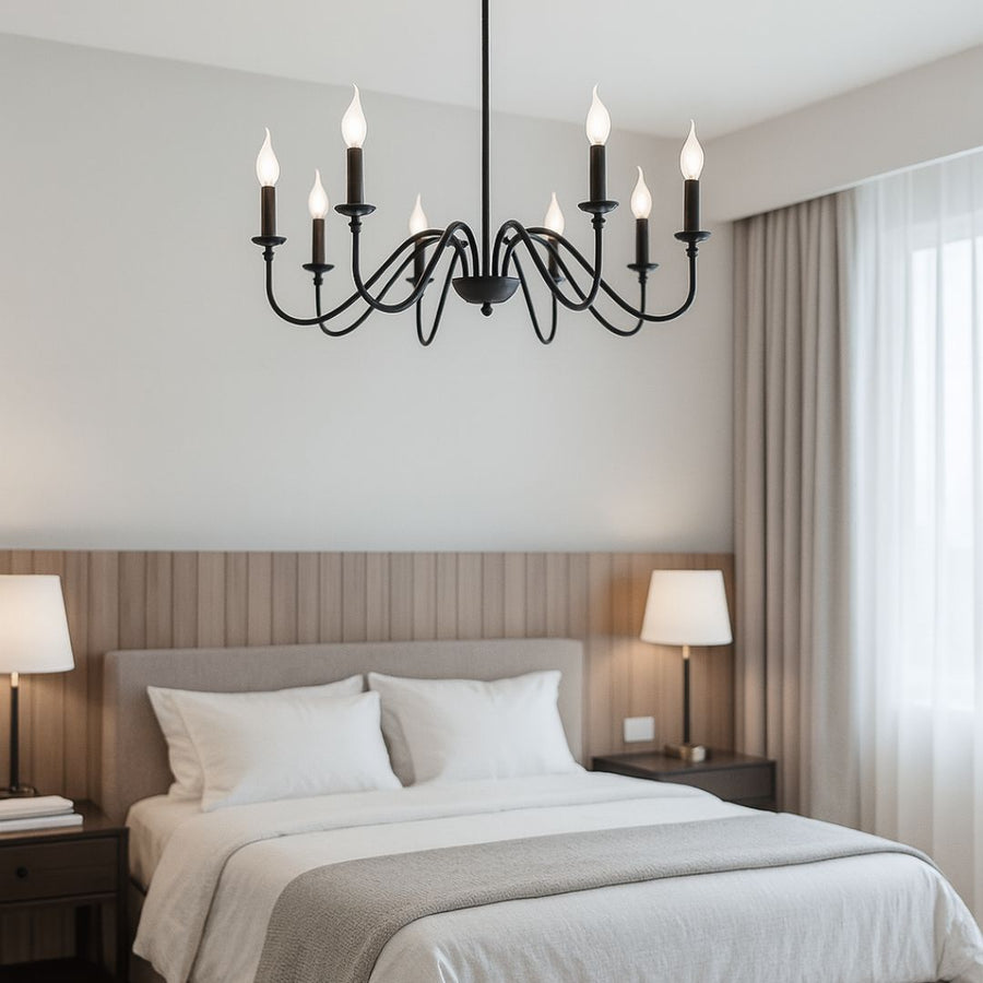 Кристален полилей Oliveto 8xe14, диаметър 92 см, черен, регулируема височина