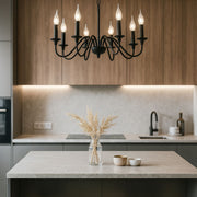 Кристален полилей Oliveto 8xe14, диаметър 92 см, черен, регулируема височина