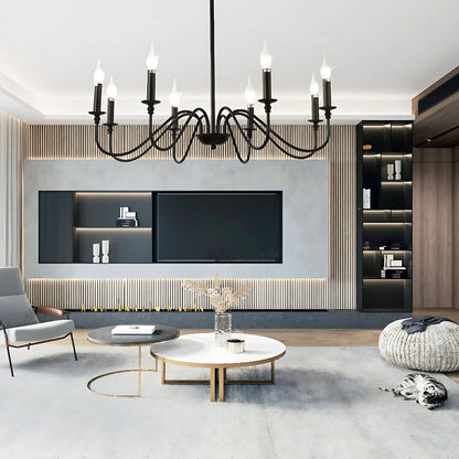 Кристален полилей Oliveto 8xe14, диаметър 92 см, черен, регулируема височина