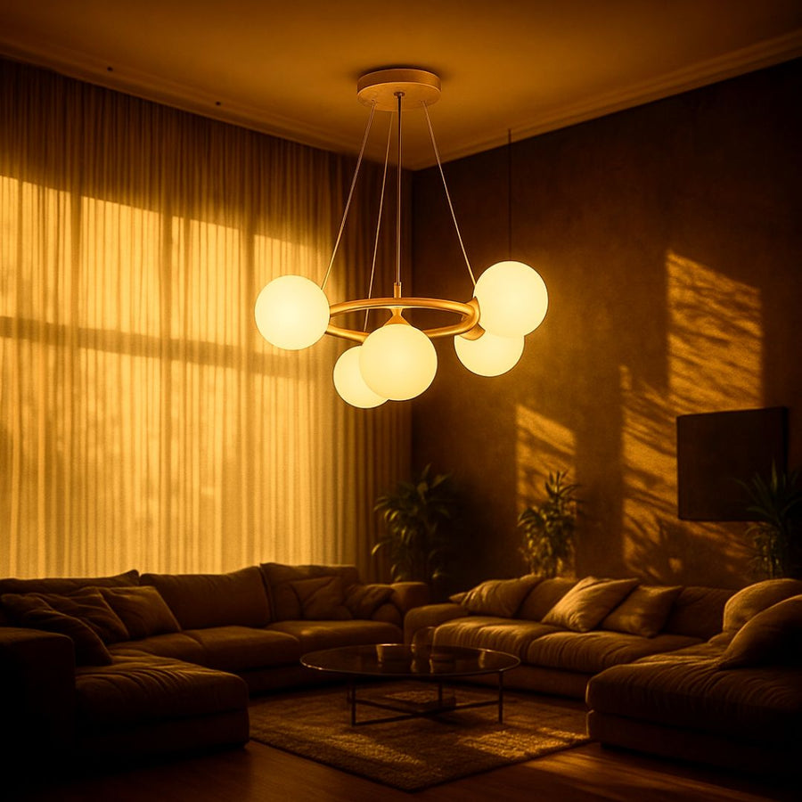 Roberto Chandelier, 5x G9, злато, метал, регулируема височина