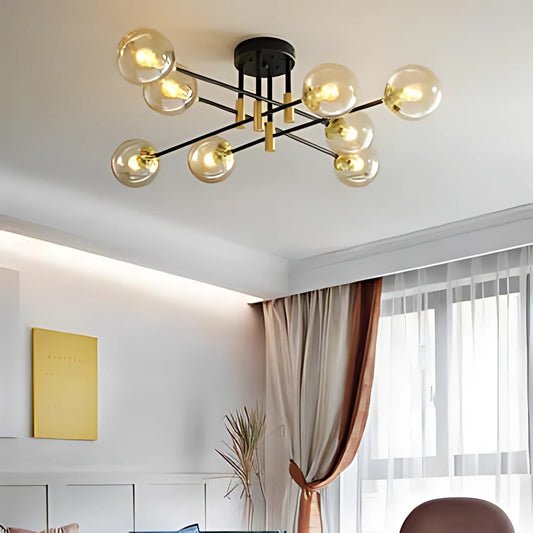 Кръгла лампа, пентхаус Grand, 8xe27, Златно черно, метал