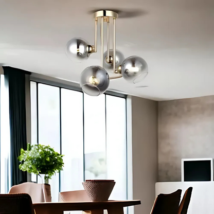 Alessandro Chandelier, 4x E27, злато, тъмно сиво абаджур