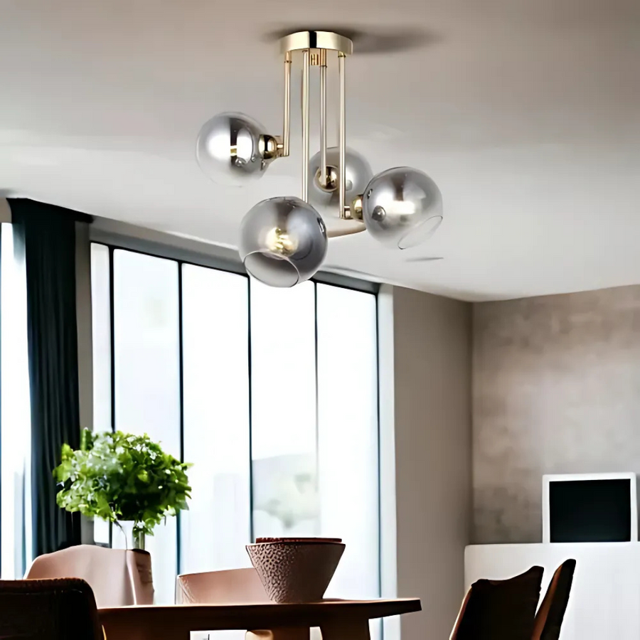 Alessandro Chandelier, 4x E27, злато, тъмно сиво абаджур