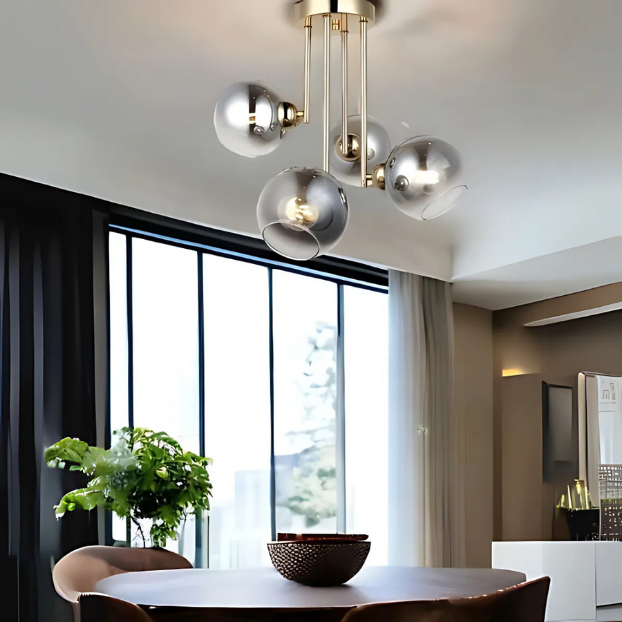 Alessandro Chandelier, 4x E27, злато, тъмно сиво абаджур