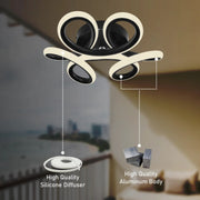 LED LED VERTEX HELIX, 44W, вълнообразна, студена/гореща/неутрална светлина, черна