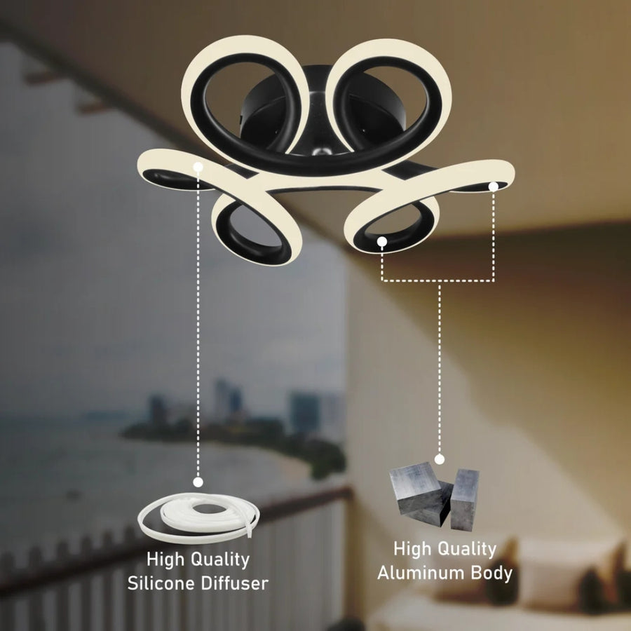 LED LED VERTEX HELIX, 44W, вълнообразна, студена/гореща/неутрална светлина, черна