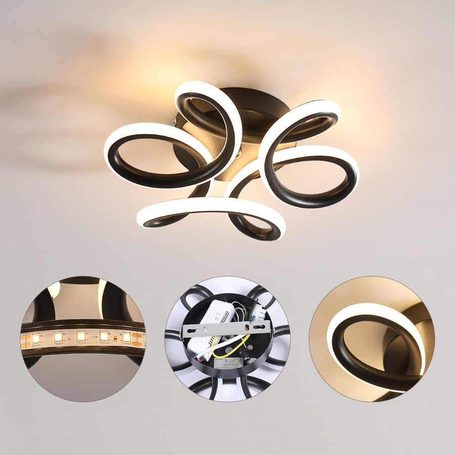 LED LED VERTEX HELIX, 44W, вълнообразна, студена/гореща/неутрална светлина, черна