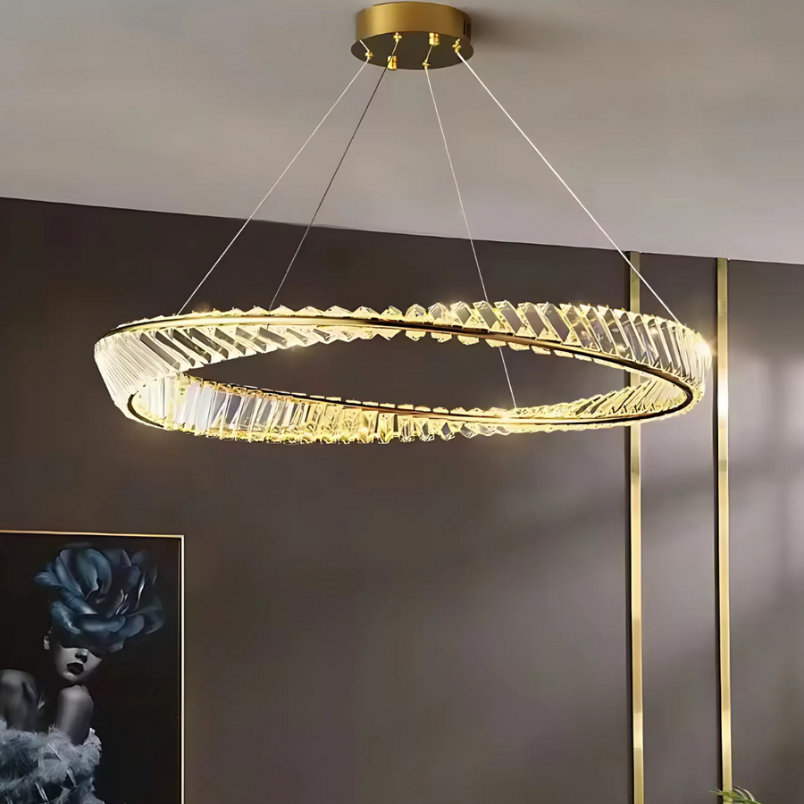 LED полилей с дистанционно управление и Luigi Crystal, 35W, студена/гореща/неутрална светлина, нестабилна, златиста