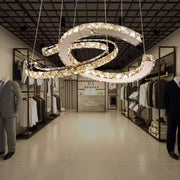 LED полилей, окачен с дистанционно управление и кристална призма antitea 40W, 2 кръга, студена/гореща/неутрална светлина, нестабилна, лъскава хром, регулируема височина