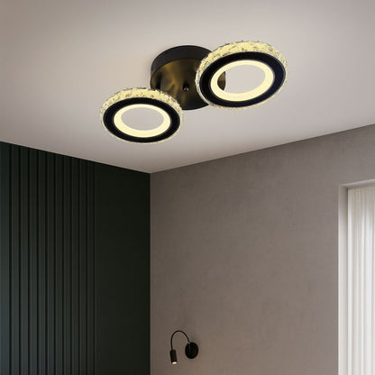 LED полилей с дистанционно управление и Crystal Nova Rotonda 29W, 2 кръга, студена/гореща/неутрална светлина, нестабилна, черна
