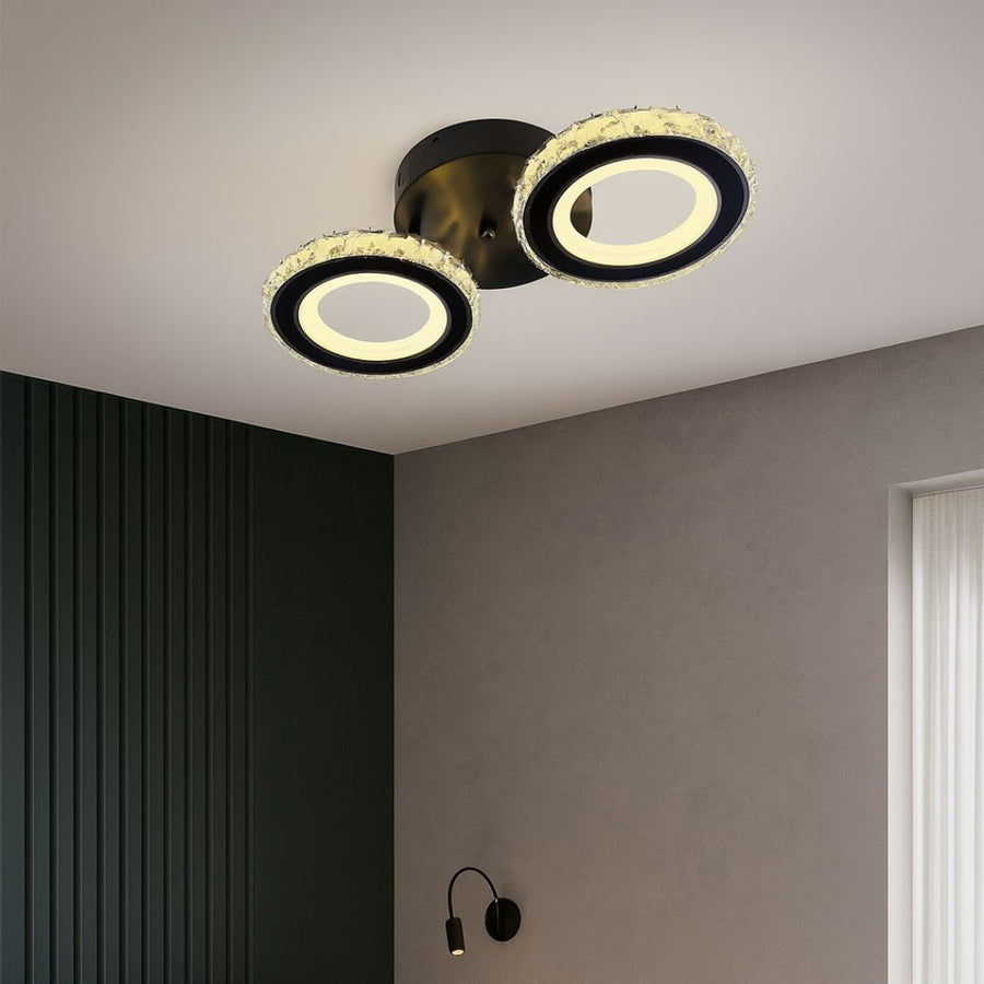 LED полилей с дистанционно управление и Crystal Nova Rotonda 29W, 2 кръга, студена/гореща/неутрална светлина, нестабилна, черна