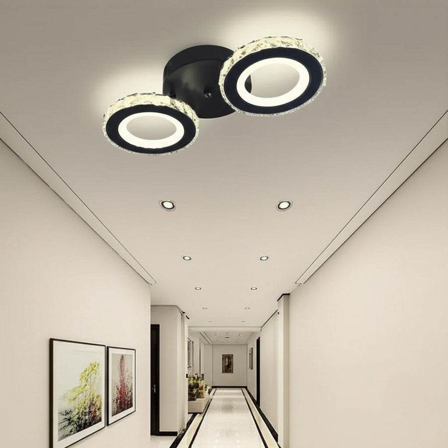 LED полилей с дистанционно управление и Crystal Nova Rotonda 29W, 2 кръга, студена/гореща/неутрална светлина, нестабилна, черна