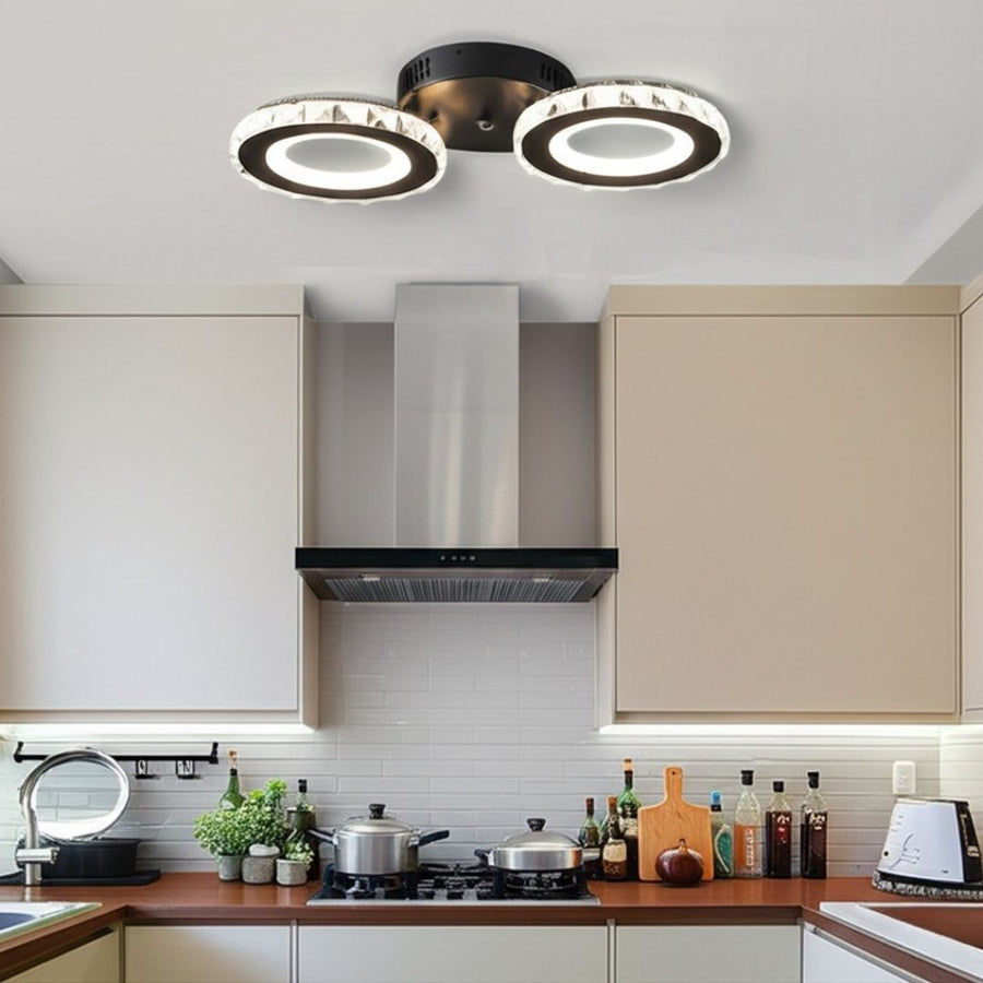 LED полилей с дистанционно управление и Crystal Nova Rotonda 29W, 2 кръга, студена/гореща/неутрална светлина, нестабилна, черна