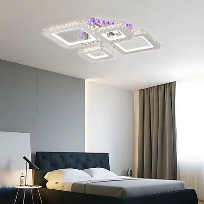 Похот води Нова Ромба с кристали, 4 източника на светлина, RGB, дистанционно управление, 60W, лъскав хром