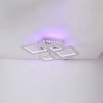 Похот води Нова Ромба с кристали, 4 източника на светлина, RGB, дистанционно управление, 60W, лъскав хром