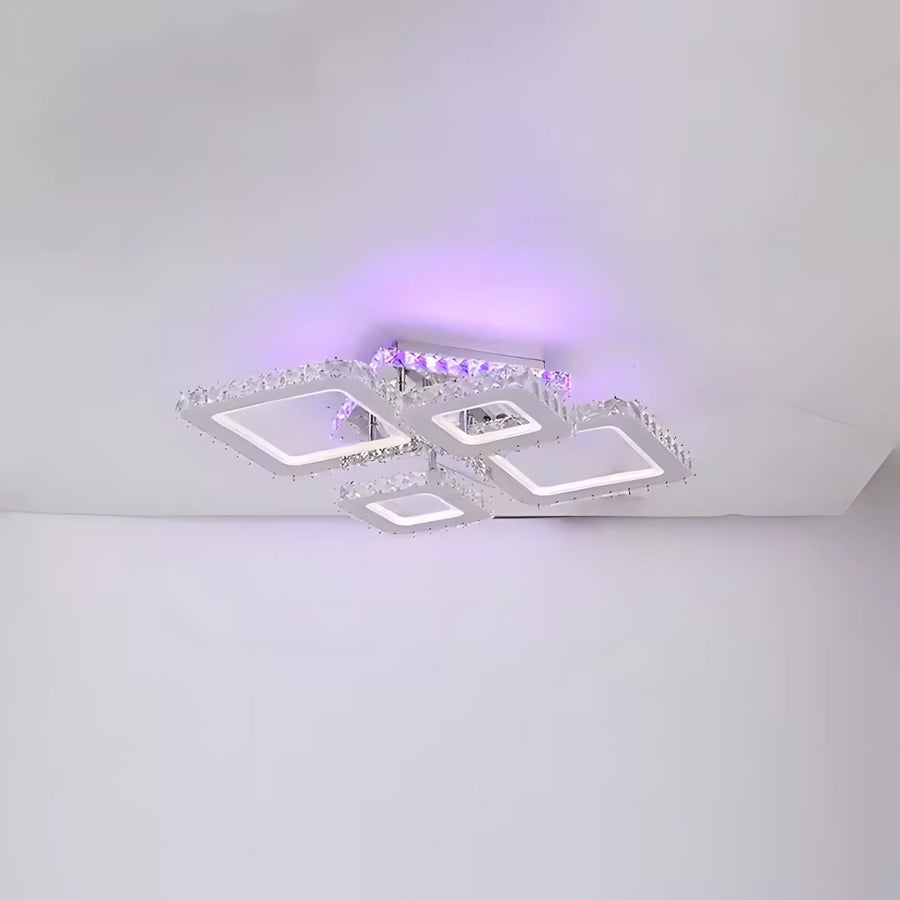 Похот води Нова Ромба с кристали, 4 източника на светлина, RGB, дистанционно управление, 60W, лъскав хром