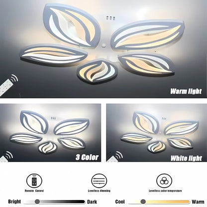 LED полилей с дистанционно управление на орхидеи, 65W, 5 венчелистчета, студена/гореща/неутрална светлина, нестабилна, бяла