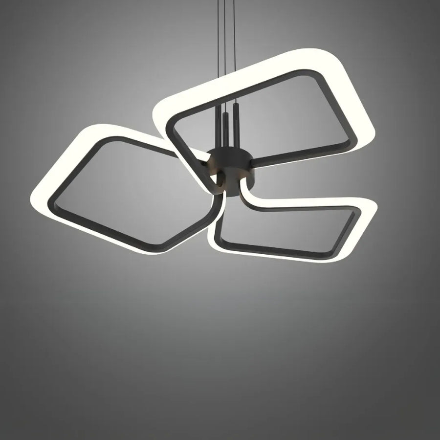 LED LULS, окачен с дистанционно управление rimini 51w, 3 квадрата, студена/гореща/неутрална светлина, нестабилна, черна