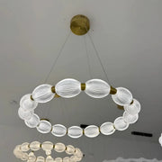LED полилей, окачен с дистанционно управление на Fausto II, 43W, студена/гореща/неутрална светлина, нестабилна, регулируема височина, злато