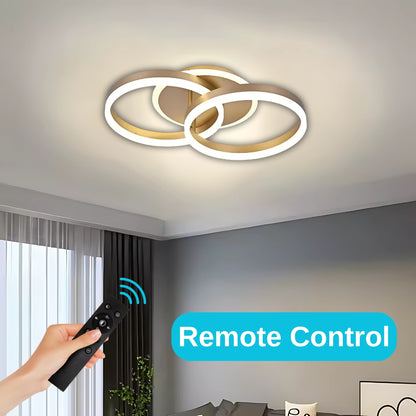 LED полилей със Stephanie Remote Control, 55W, 2 кръга, студ/гореща/неутрална светлина, нестабилен, златист
