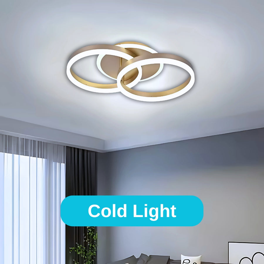 LED полилей със Stephanie Remote Control, 55W, 2 кръга, студ/гореща/неутрална светлина, нестабилен, златист