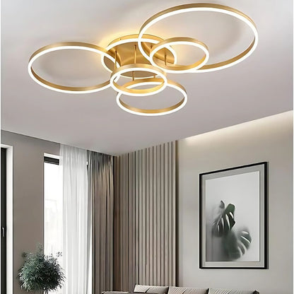 LED полилей с дистанционно дистанционно управление, 5 кръга, 120W, гореща/студена/неутрална светлина, нестабилна, златиста