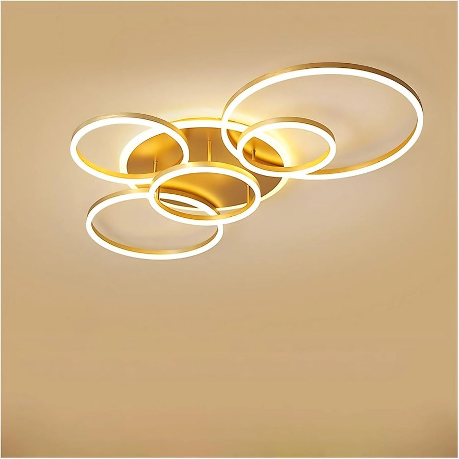 LED полилей с дистанционно дистанционно управление, 5 кръга, 120W, гореща/студена/неутрална светлина, нестабилна, златиста