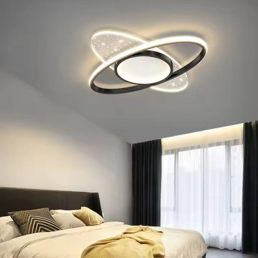 LED chandelier with remote control Vario obliquo, 110W, oval, cold/hot/neutral light, unstable, black