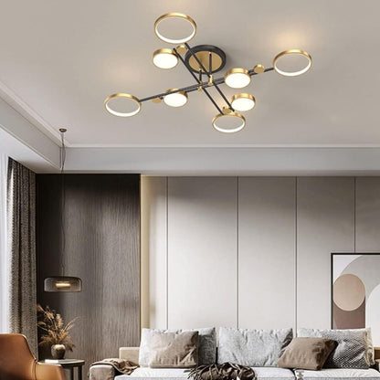 LED похот на телекомда Мария, 8 елемента, 63W, гореща/студена/неутрална светлина, недобросъвестно, злато