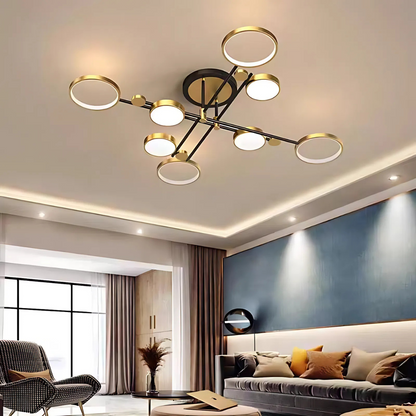 LED похот на телекомда Мария, 8 елемента, 63W, гореща/студена/неутрална светлина, недобросъвестно, злато