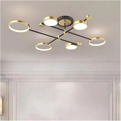 LED полилей с дистанционно управление Мария, 6 елемента, 63W, гореща/студена/неутрална светлина, недобросъвестно, злато