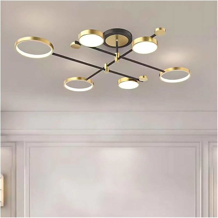 LED полилей с дистанционно управление Мария, 6 елемента, 63W, гореща/студена/неутрална светлина, недобросъвестно, злато