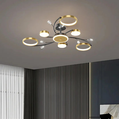 LED полилей с дистанционно управление на Карина, 61W, 6 елемента, гореща/студена/неутрална светлина, недобросъвестно, злато