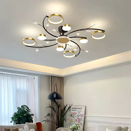 Lustra LED KARINA cu Telecomnda, 63W, Lumina Calda/Rece/Neutra, Negru